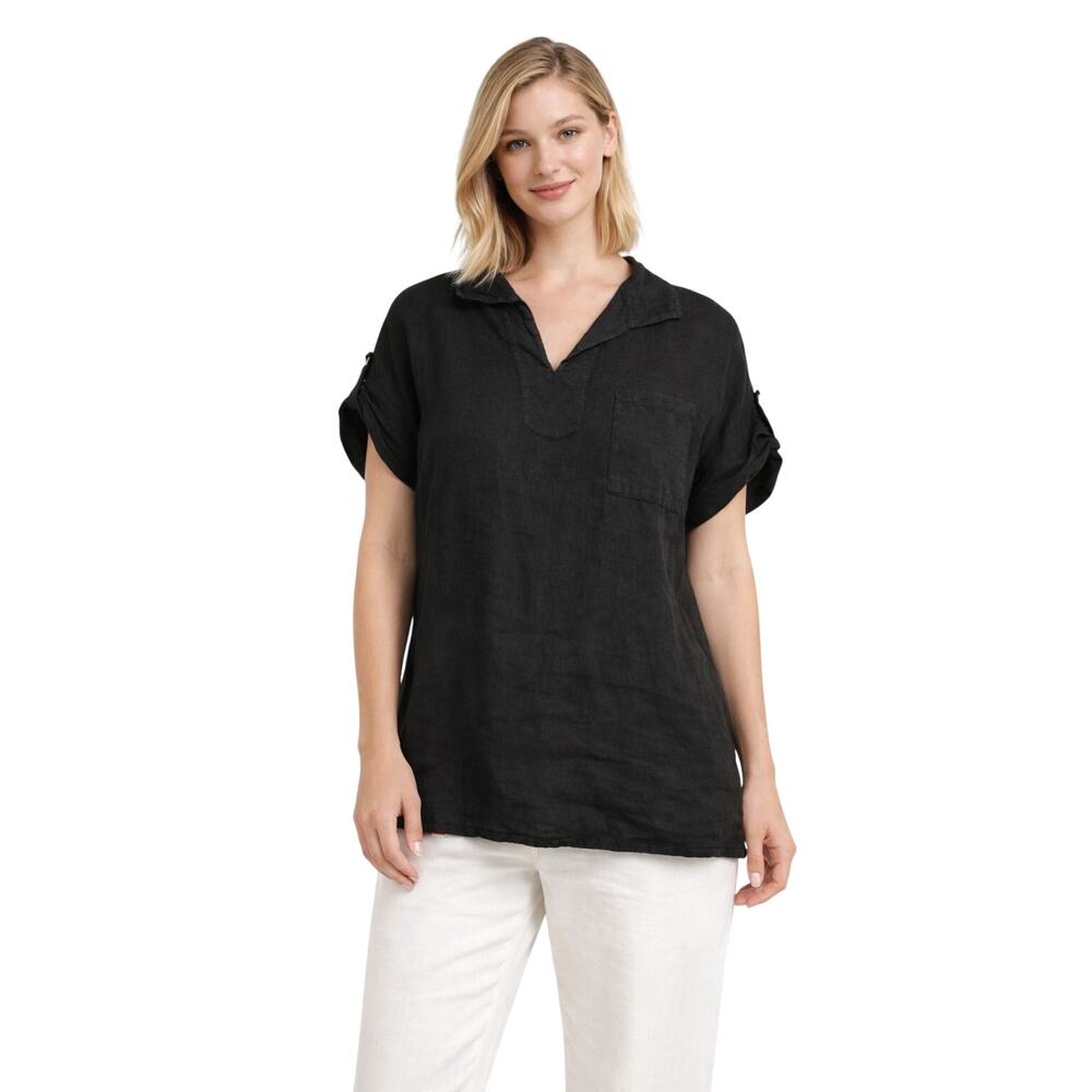 Tina Stephens Womens Linen Top One Size Travel Friendly Linen Collection Italy